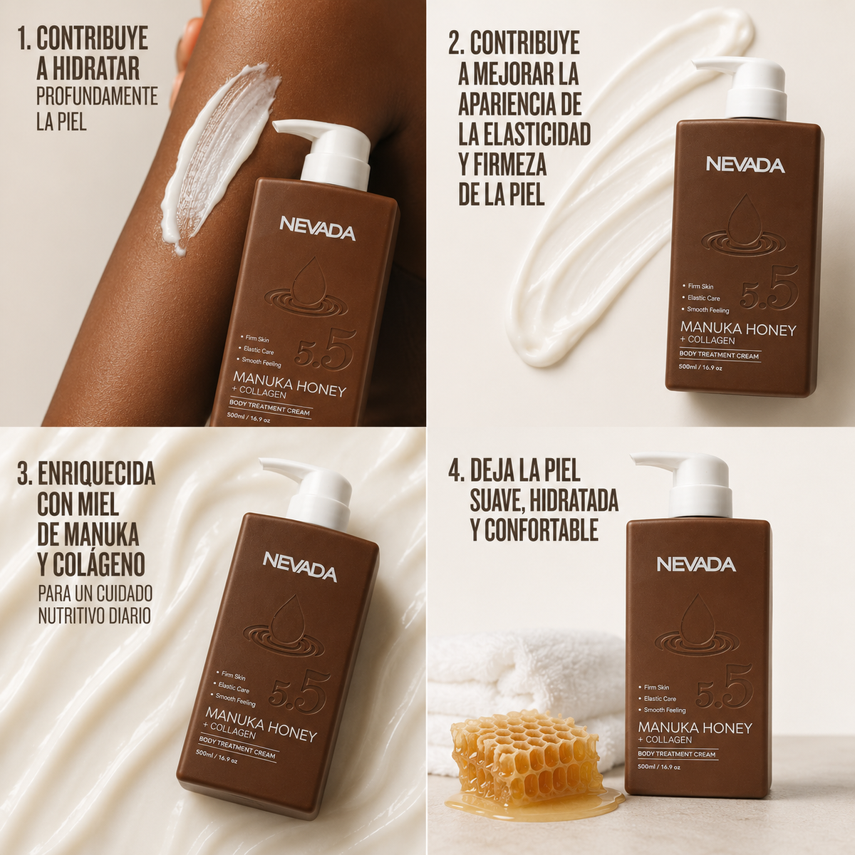 CREMA CORPORAL MANUKA HONEY + COLÁGENO 500ML