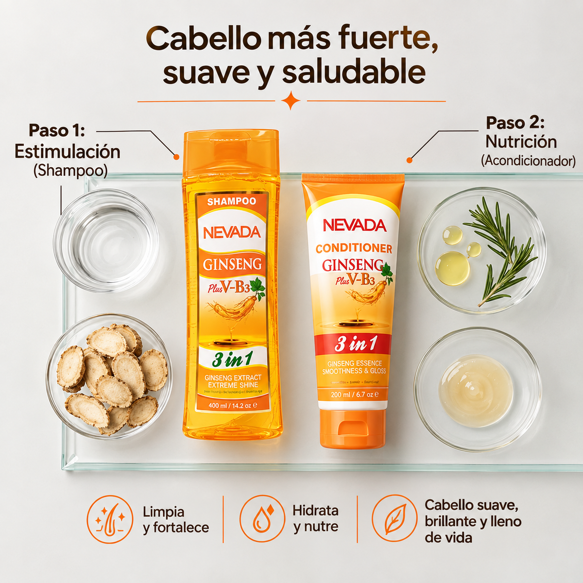 Beneficios del shampoo de ginseng Nevada: cabello más fuerte, suave y saludable