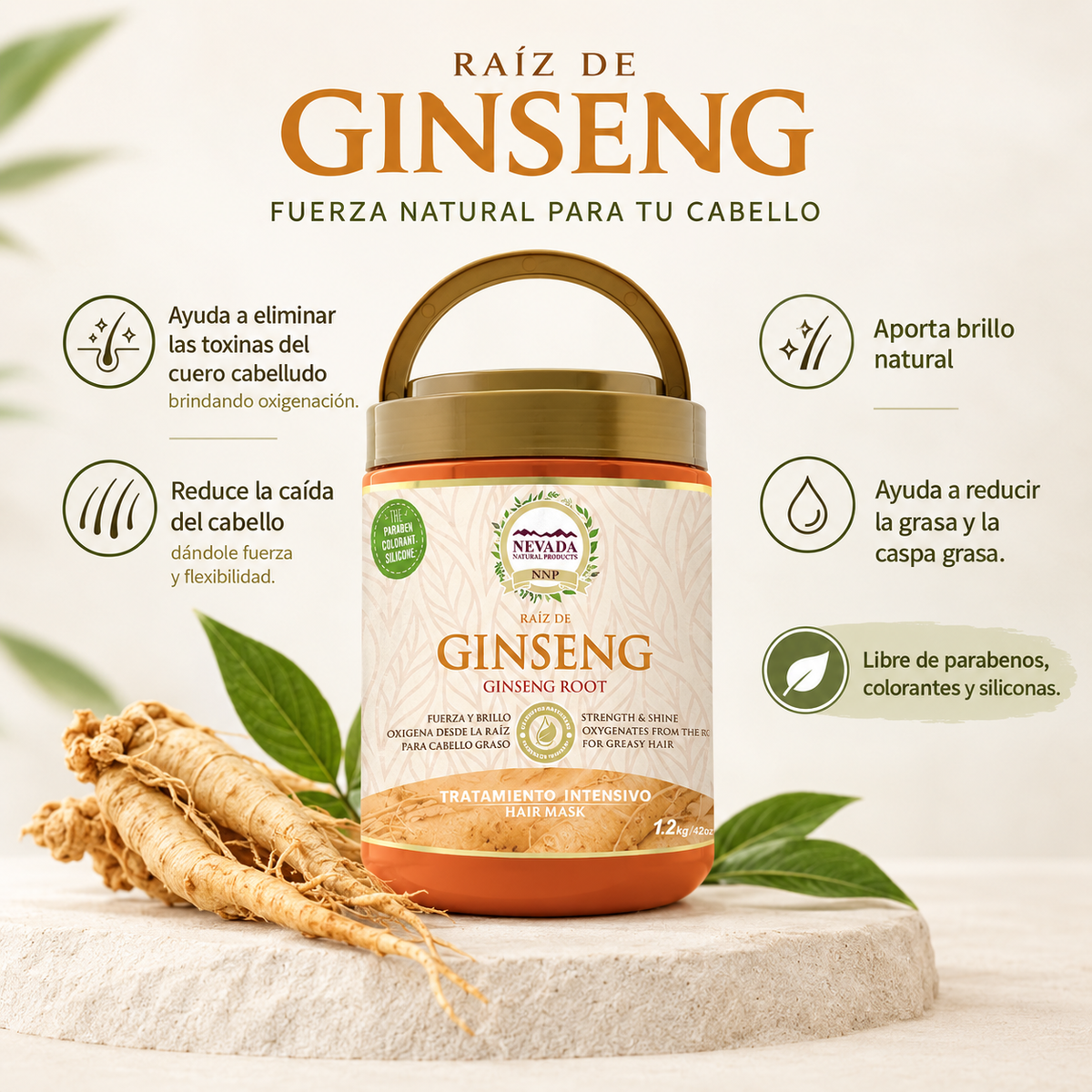 Tratamiento Intensivo de Raíz de Ginseng Nevada 1.2 kg